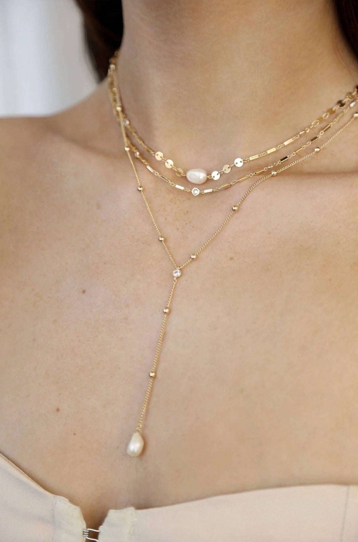 Forever Falling Pearl Lariat Necklace