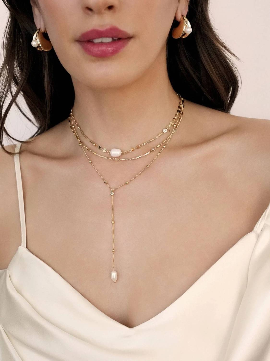 Forever Falling Pearl Lariat Necklace