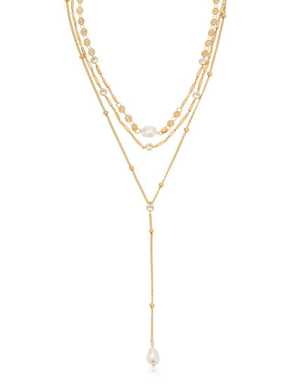 Forever Falling Pearl Lariat Necklace
