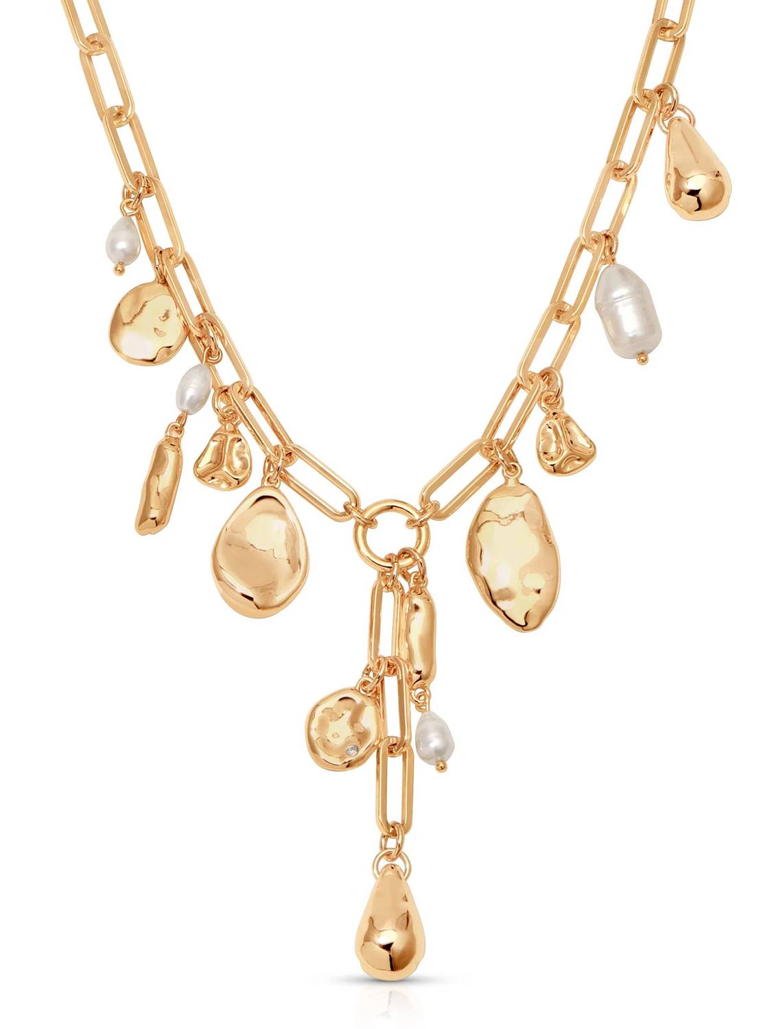 Women's Melting Metal Charm Lariat Necklace