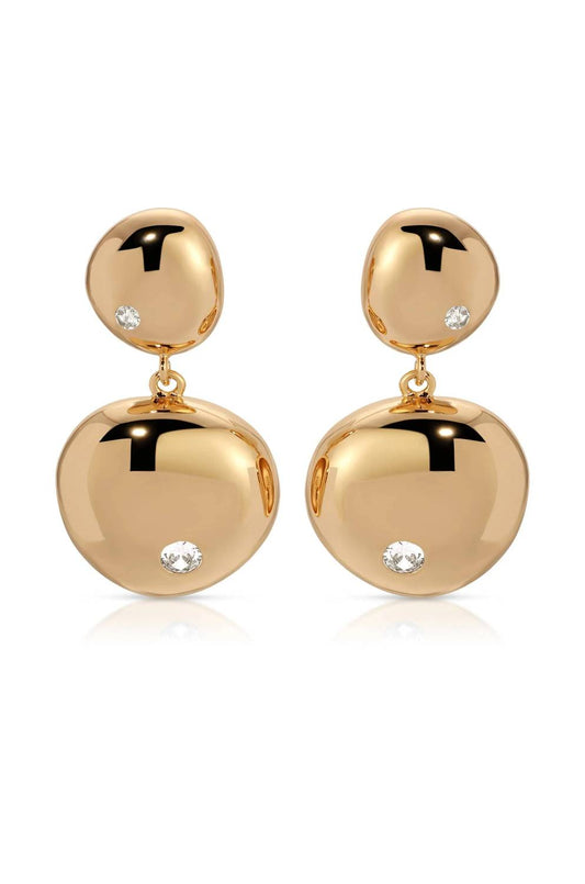Women's Polished Double Pebble Drop Earrings