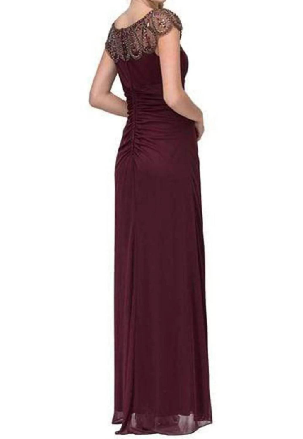 Beaded Illusion Bateau Sheath Maxi Dress