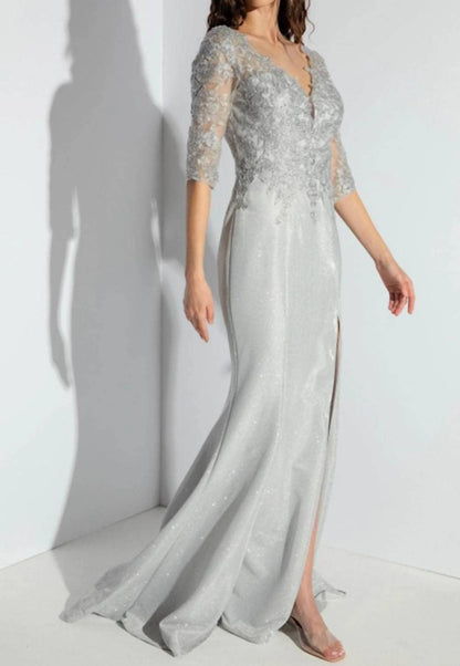 Embroidered Sleeve Gown