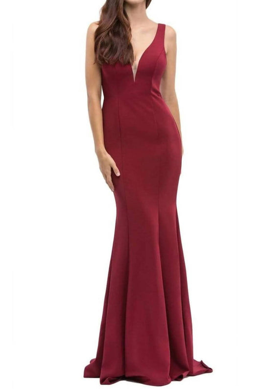 Illusion Plunging V-neck Mermaid Evening Gown