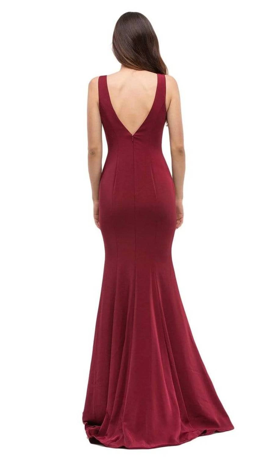 Illusion Plunging V-neck Mermaid Evening Gown