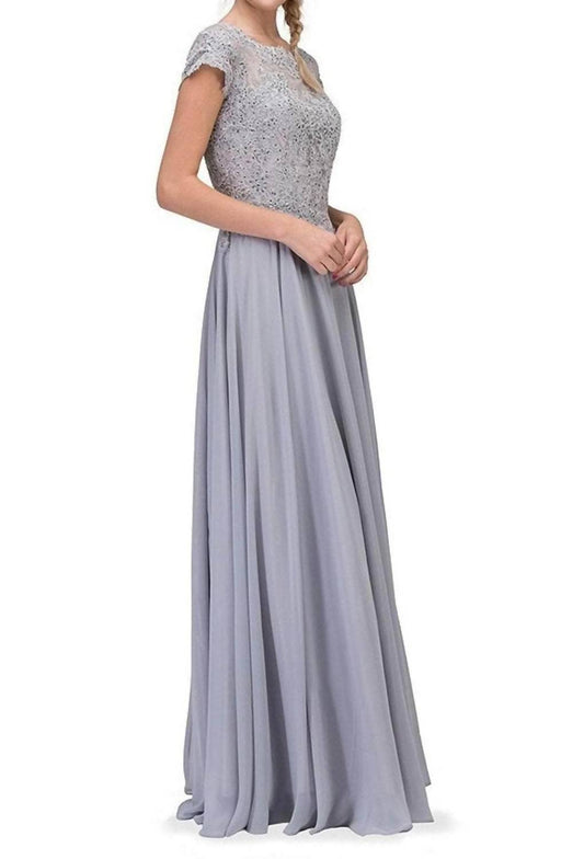 Illusion Short-sleeve Chiffon Maxi Dress