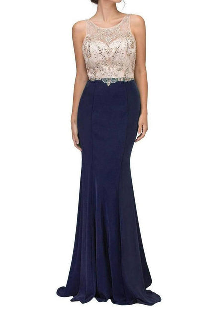 Jeweled Illusion Mermaid Maxi Dress