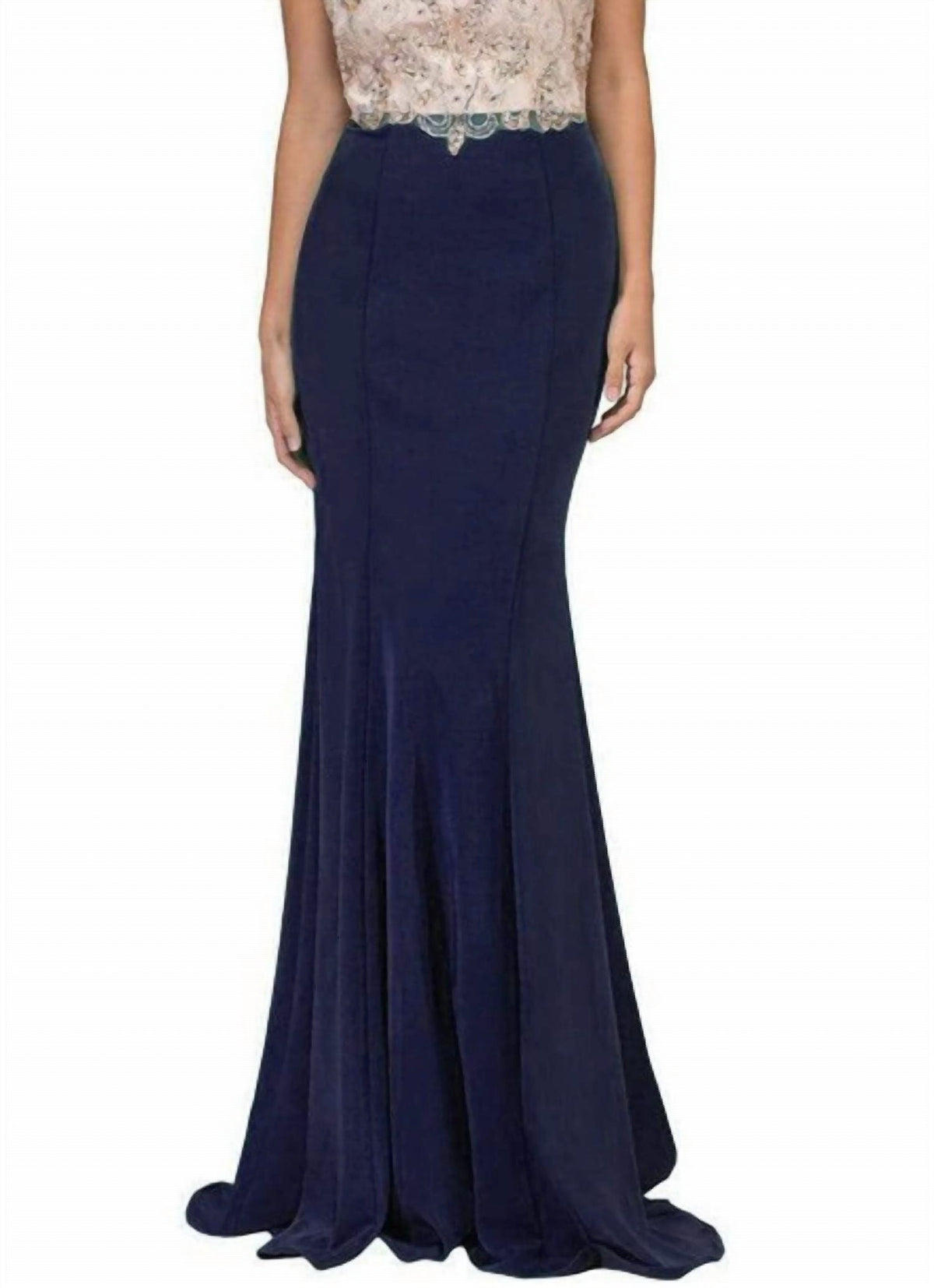 Jeweled Illusion Mermaid Maxi Dress