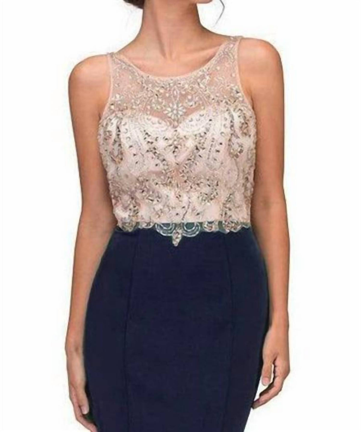 Jeweled Illusion Mermaid Maxi Dress
