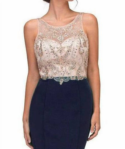 Jeweled Illusion Mermaid Maxi Dress