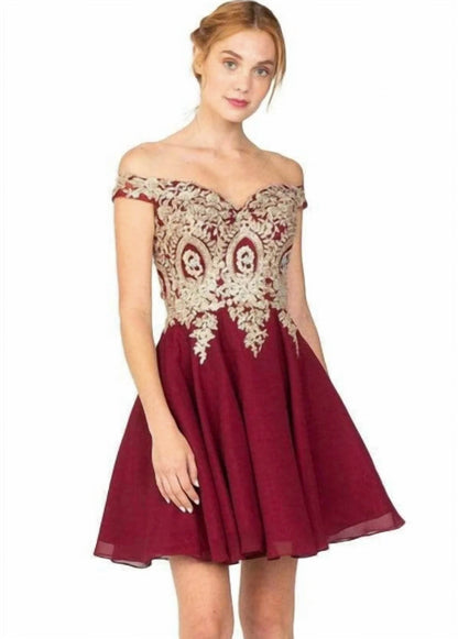 Off Shoulder A-line Cocktail Mini Dress
