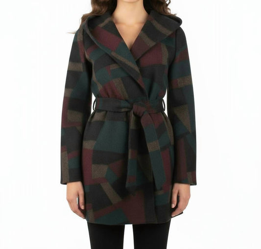 Wool Hooded Wrap Coat