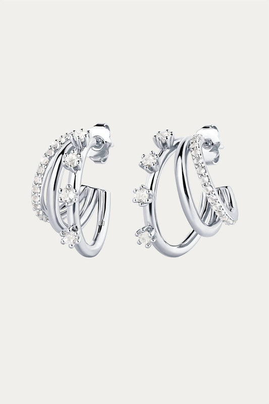 TRIPLE THREAT GEMSTONE HOOPS