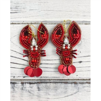 Women's Beaded Crawfish Statement Earrings