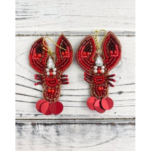 Women's Beaded Crawfish Statement Earrings