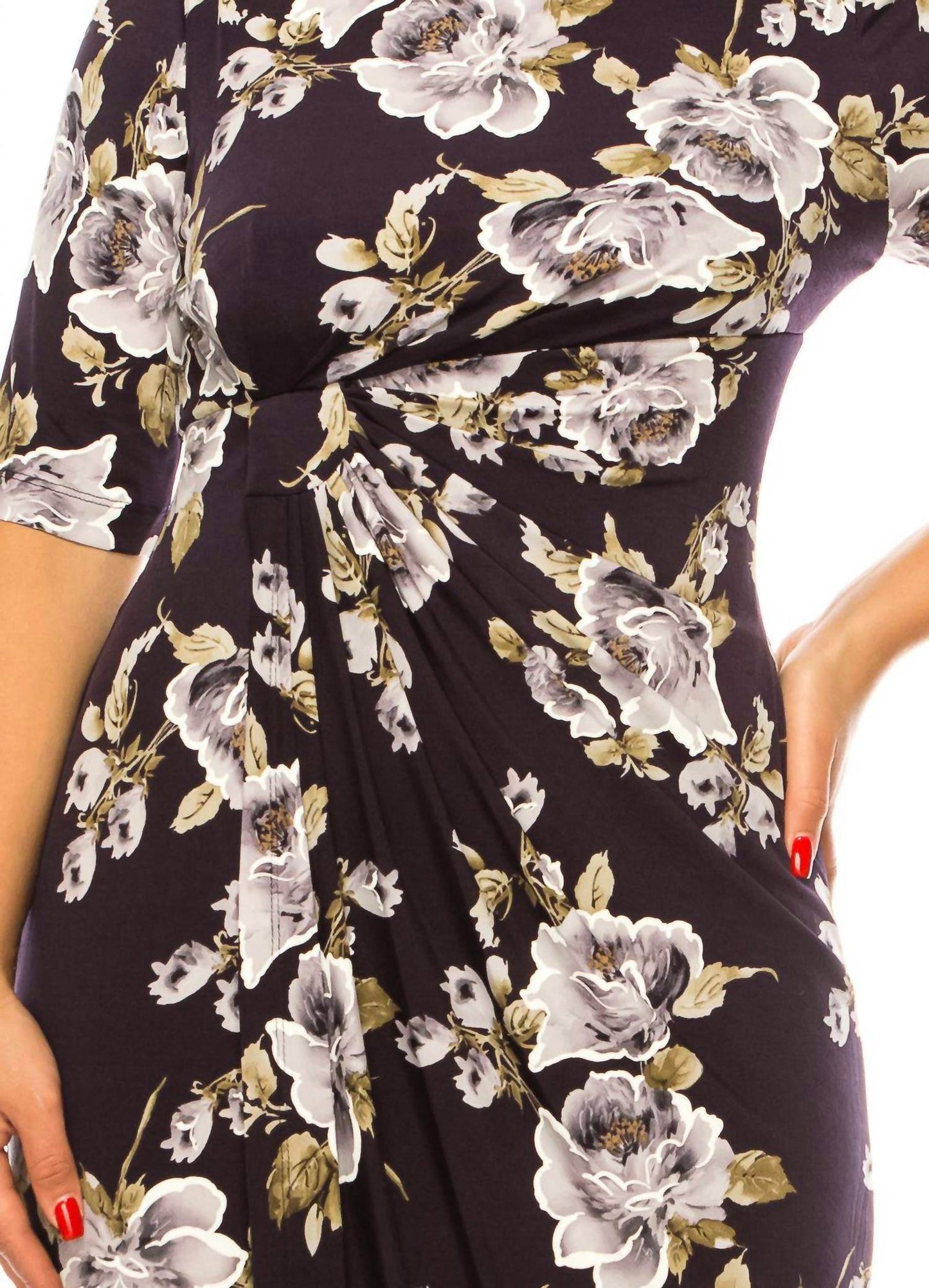 Connected Apparel - Side Pleated Floral Sheath Dress - Rack Hunt