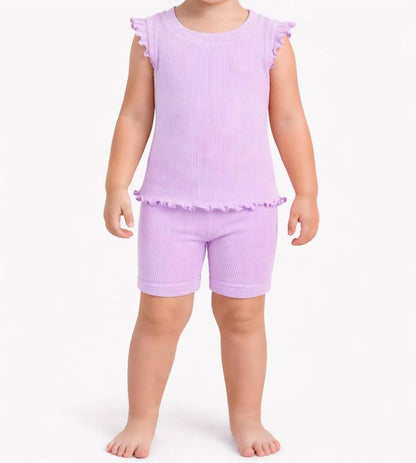 Toddler Girl's Rib Seamless Tank And Bike Short Set