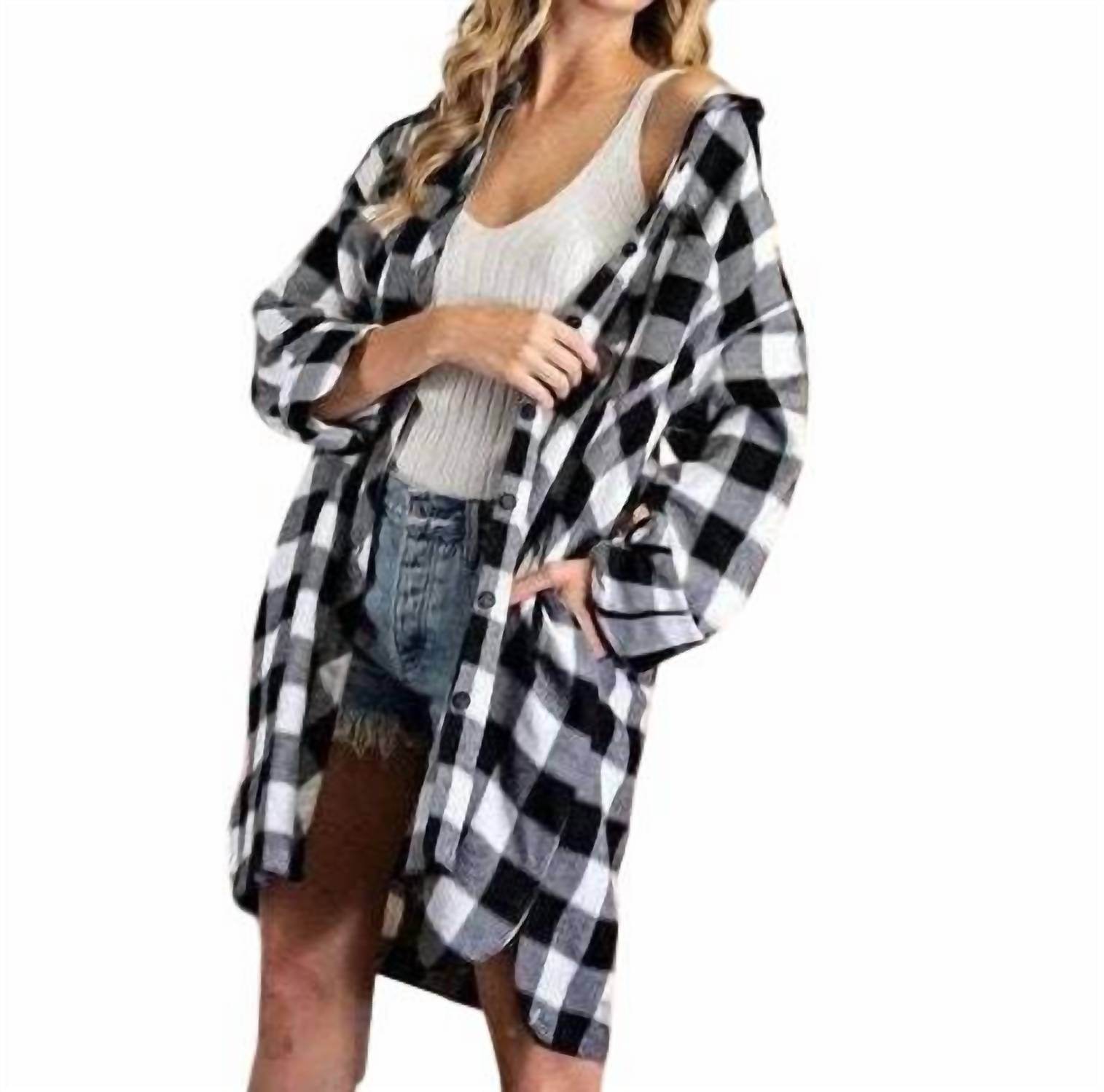 Everlily Rain - Long Plaid Button Down Shirt Jacket - Rack Hunt -