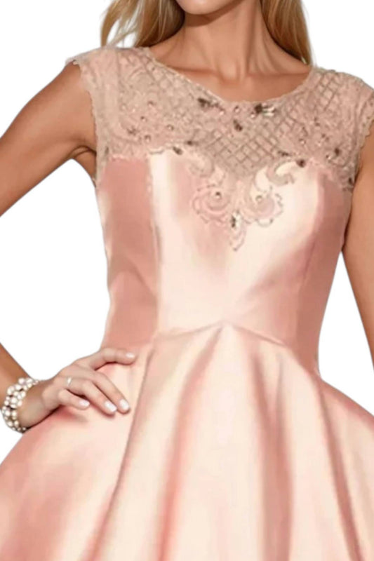 Jewel Illusion Neck Short Prom Dress