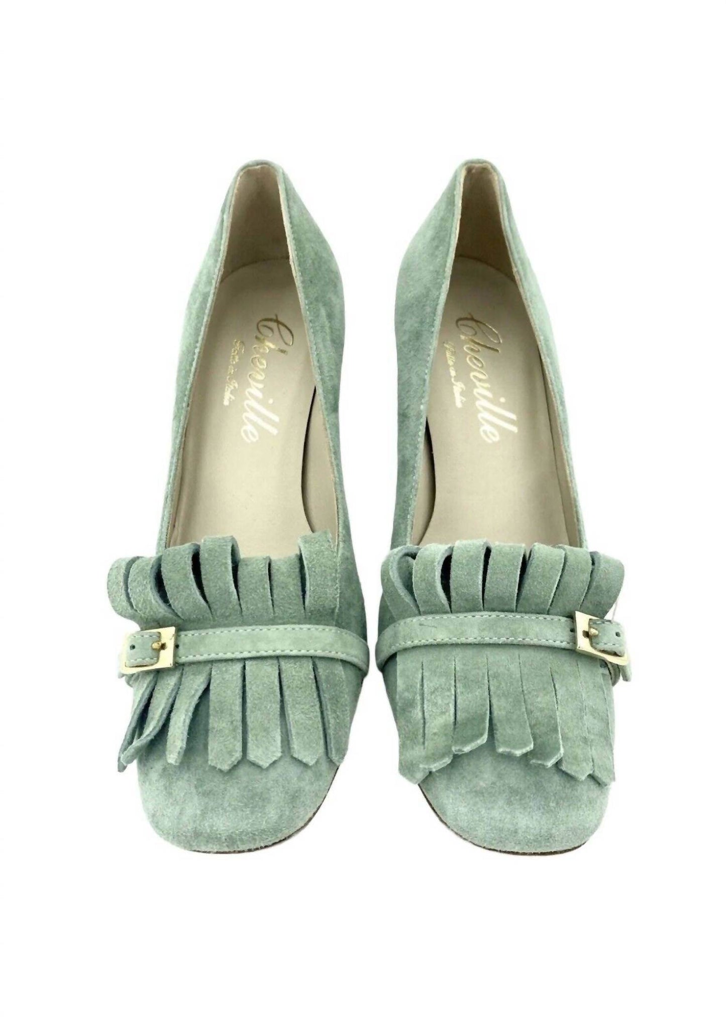 Cheville - Women's Suede Leather Block Heel Shoes - Rack Hunt -