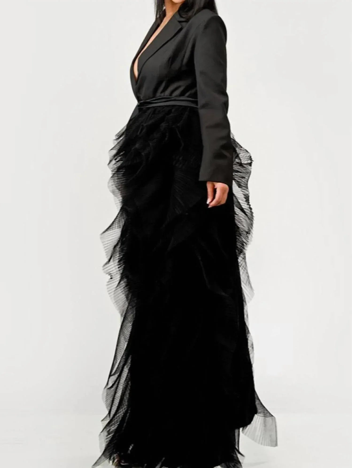 Athina - Side Tulle Detail Dress Jacket - Rack Hunt