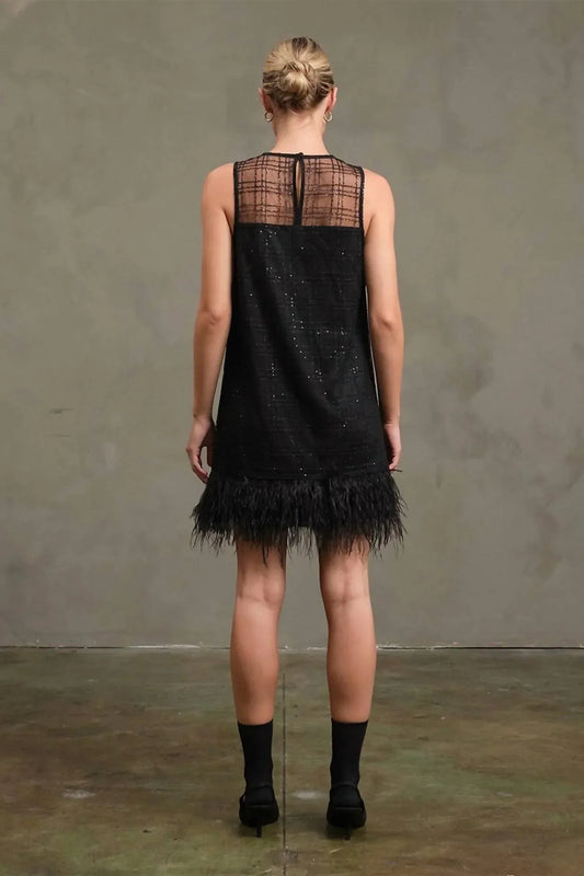 Madison - Women's Feather Trim Dress - Rack Hunt