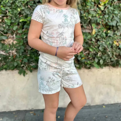 Imbali Charleston - Girls Silhouette Scene Pajama Short Set - Rack Hunt
