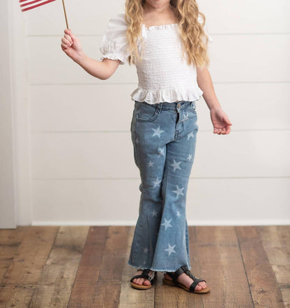 Youth Faded Star Flare Denim Jean Pant