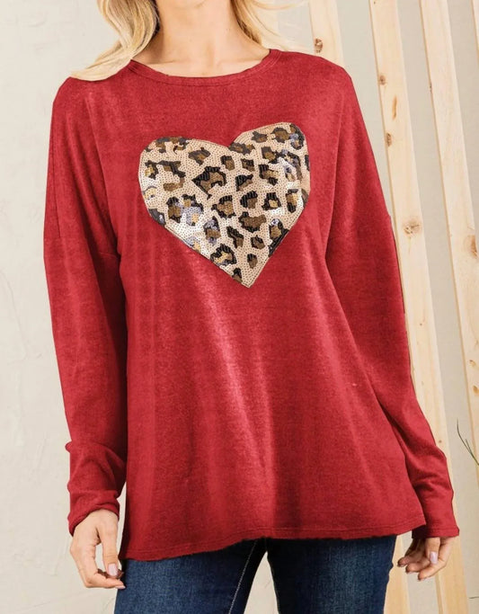Heimish USA - Leopard Sequins Heart Top - Rack Hunt