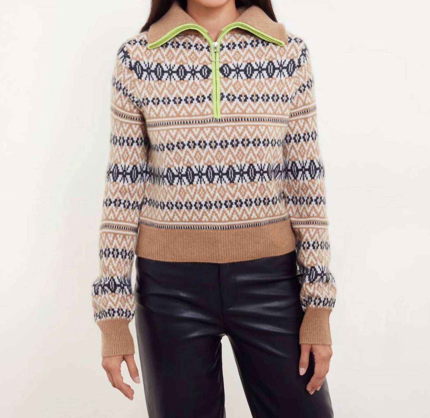 Asher Fairisle Quarter Zip Sweater