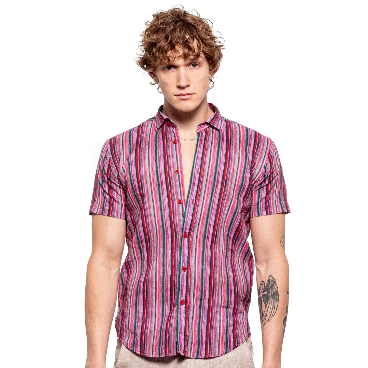 Feelings Striped Linen Short Sleeve Shirt