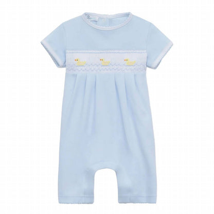Girl's Little Ducklings Smocked Short Playsuit