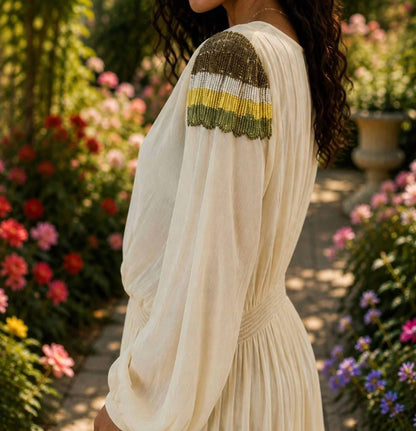 Golden Horizon Embellished Boho Maxi Dress