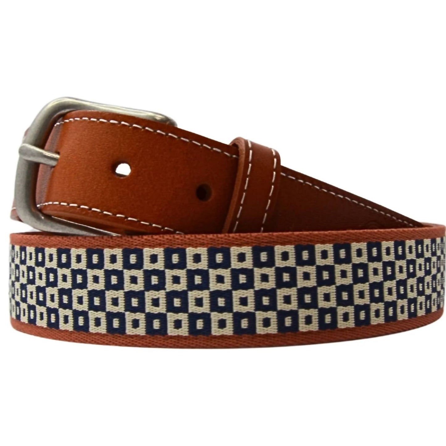 Men's Woven Leather Aztec Checker Belt