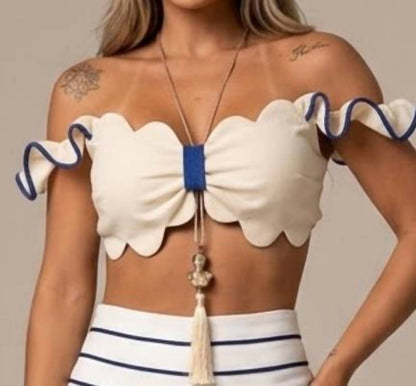 Scalloped Top and Pants Set