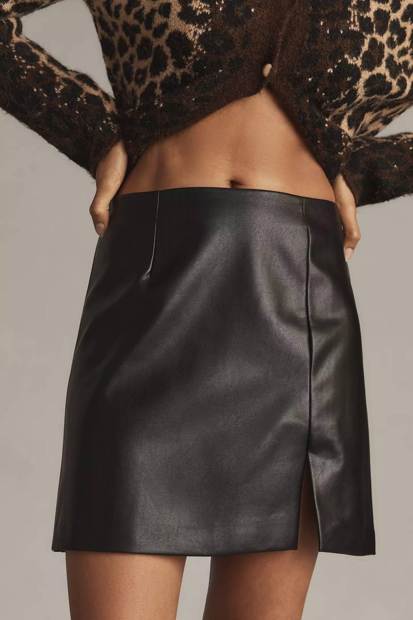Maeve - Faux Leather Side Slit Micro Mini Skirt - Rack Hunt