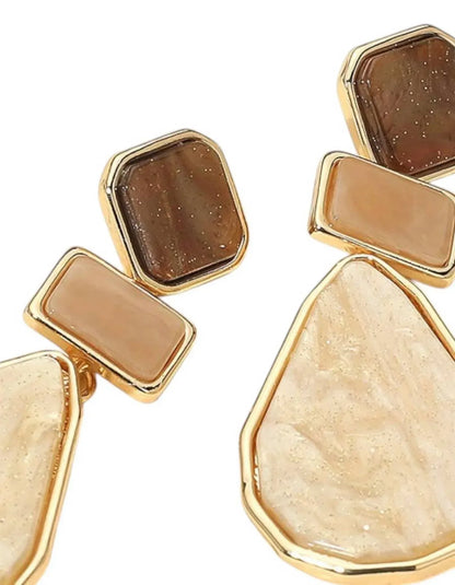 Sensibling Corp - Women's Noelle Geometric Resin Plate Drop Earrings - Rack Hunt