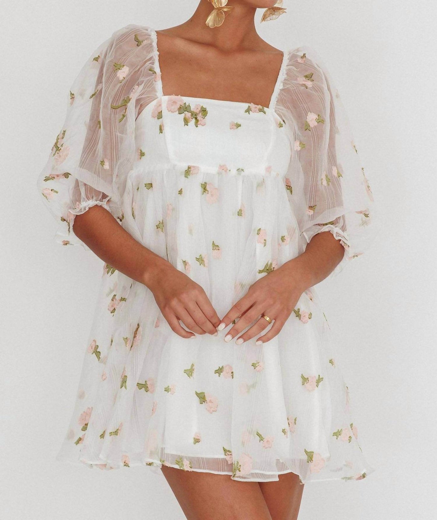 Selfie Leslie - Floral Jacquard Organza Mini Dress - Rack Hunt -