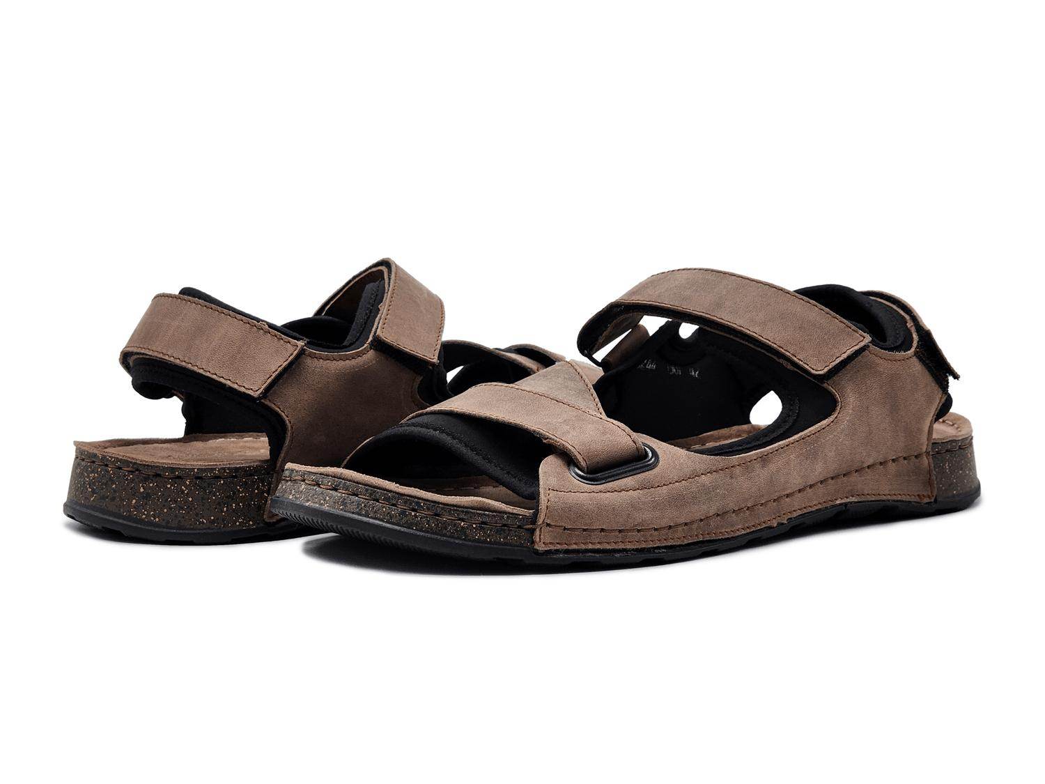 Wasak - Men's Heath Leather Velcro Sandals - Rack Hunt -