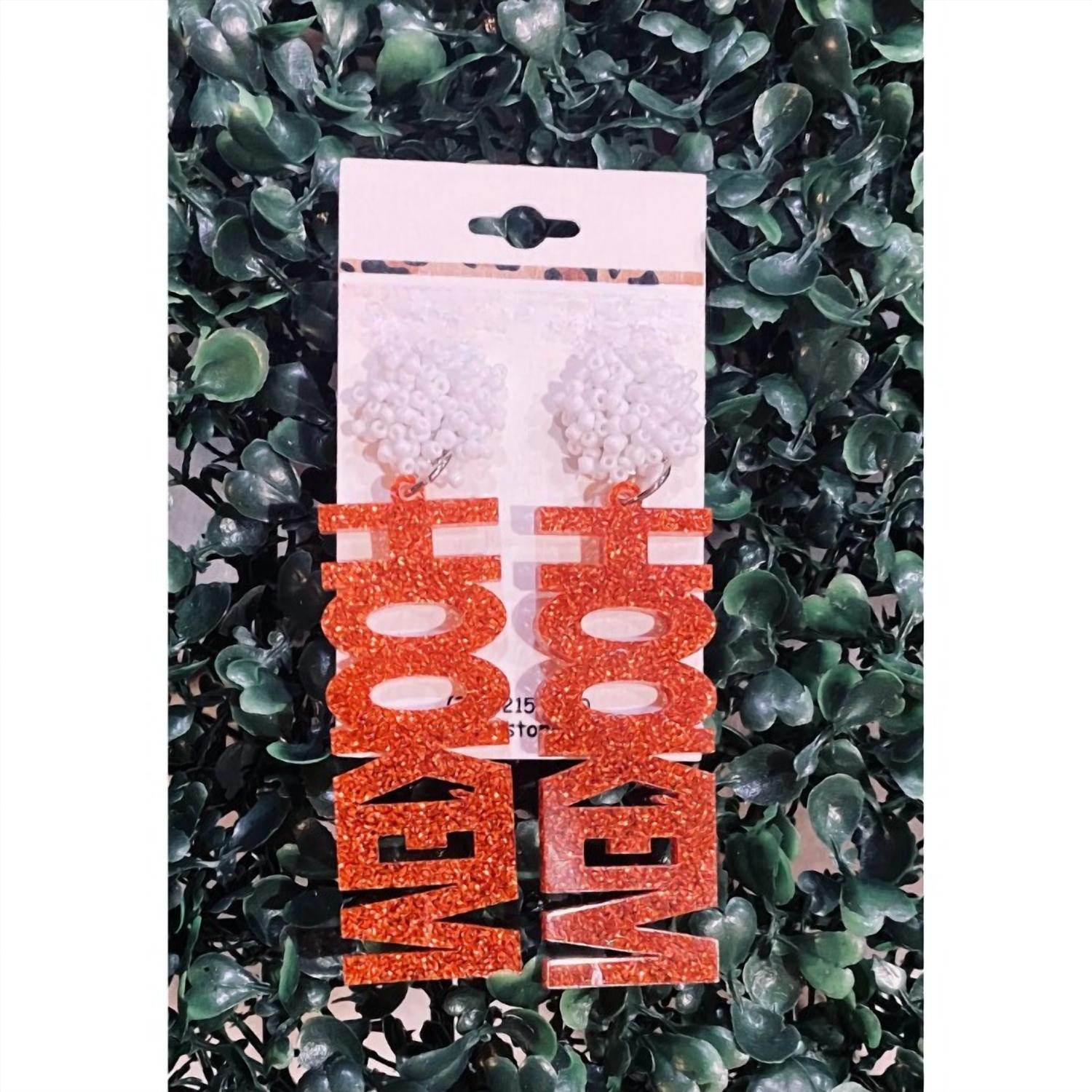 Jamie's Jems Design - Women's Hookem Ut Longhorn Orange Glitter Acrylic Earrings - Rack Hunt -