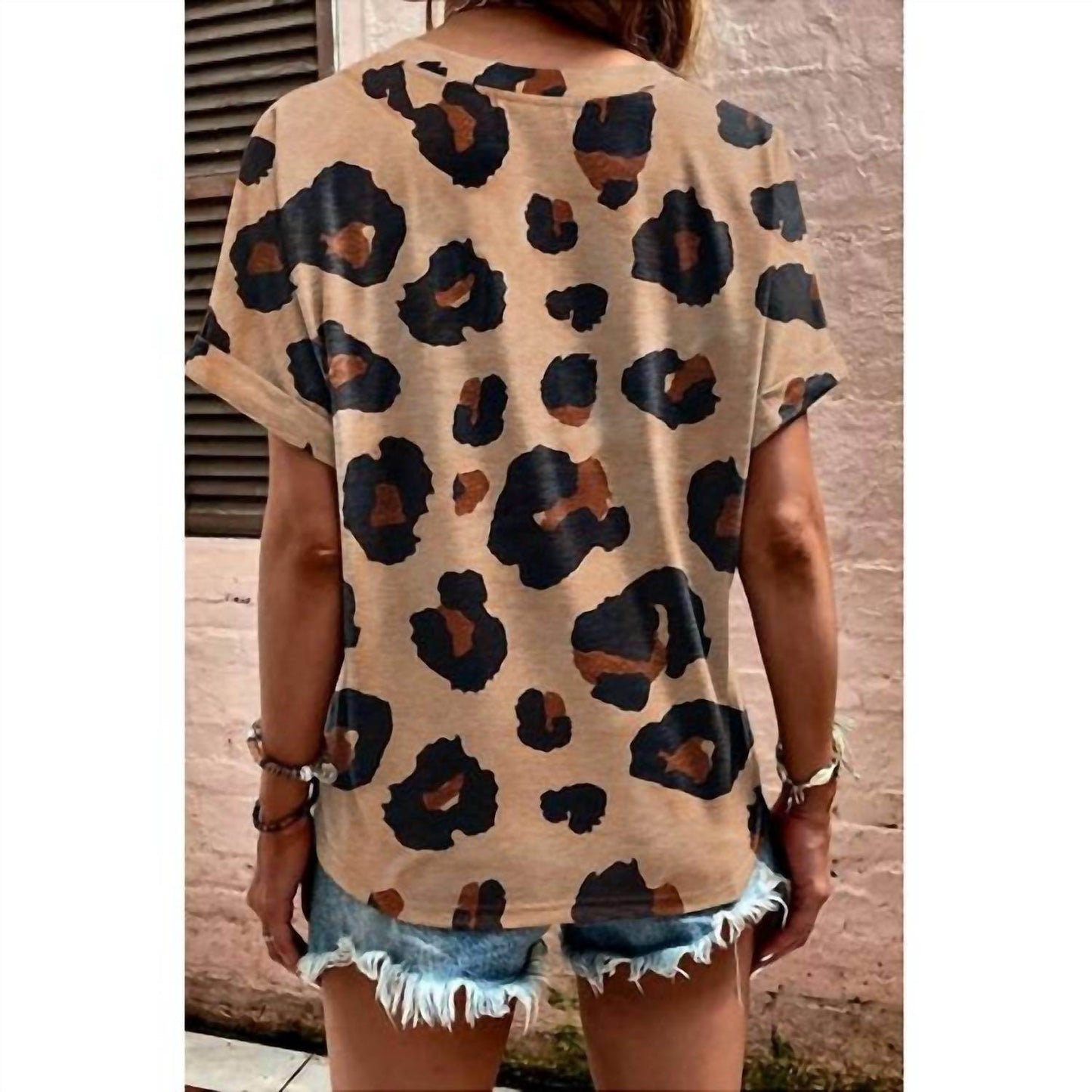 Sephior - Leopard Print V-neck Henley Top - Rack Hunt -