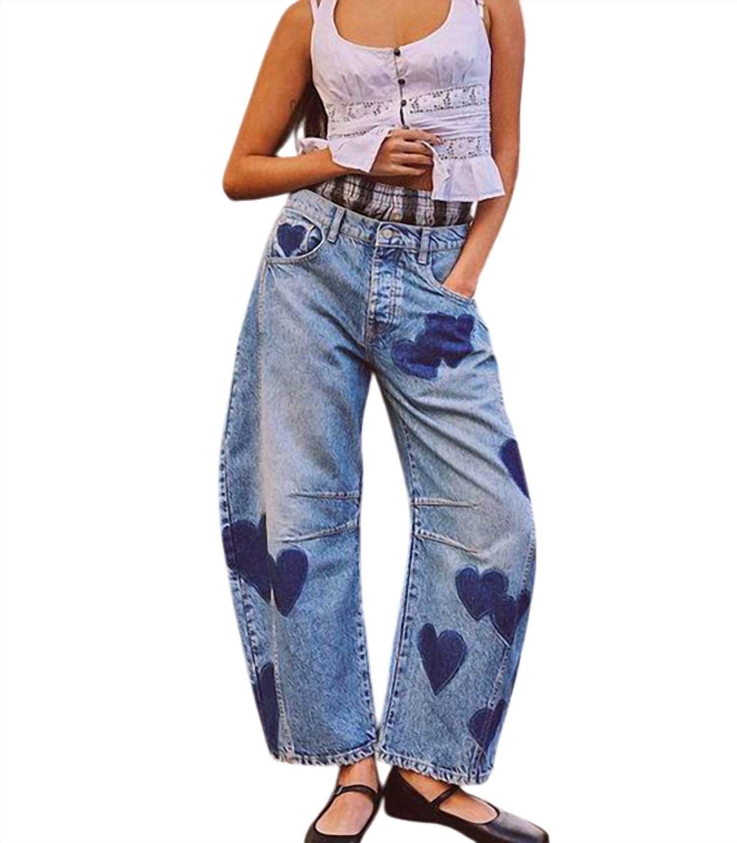 Core in Fashion - Heart Patch Wide Leg Denim - Rack Hunt -