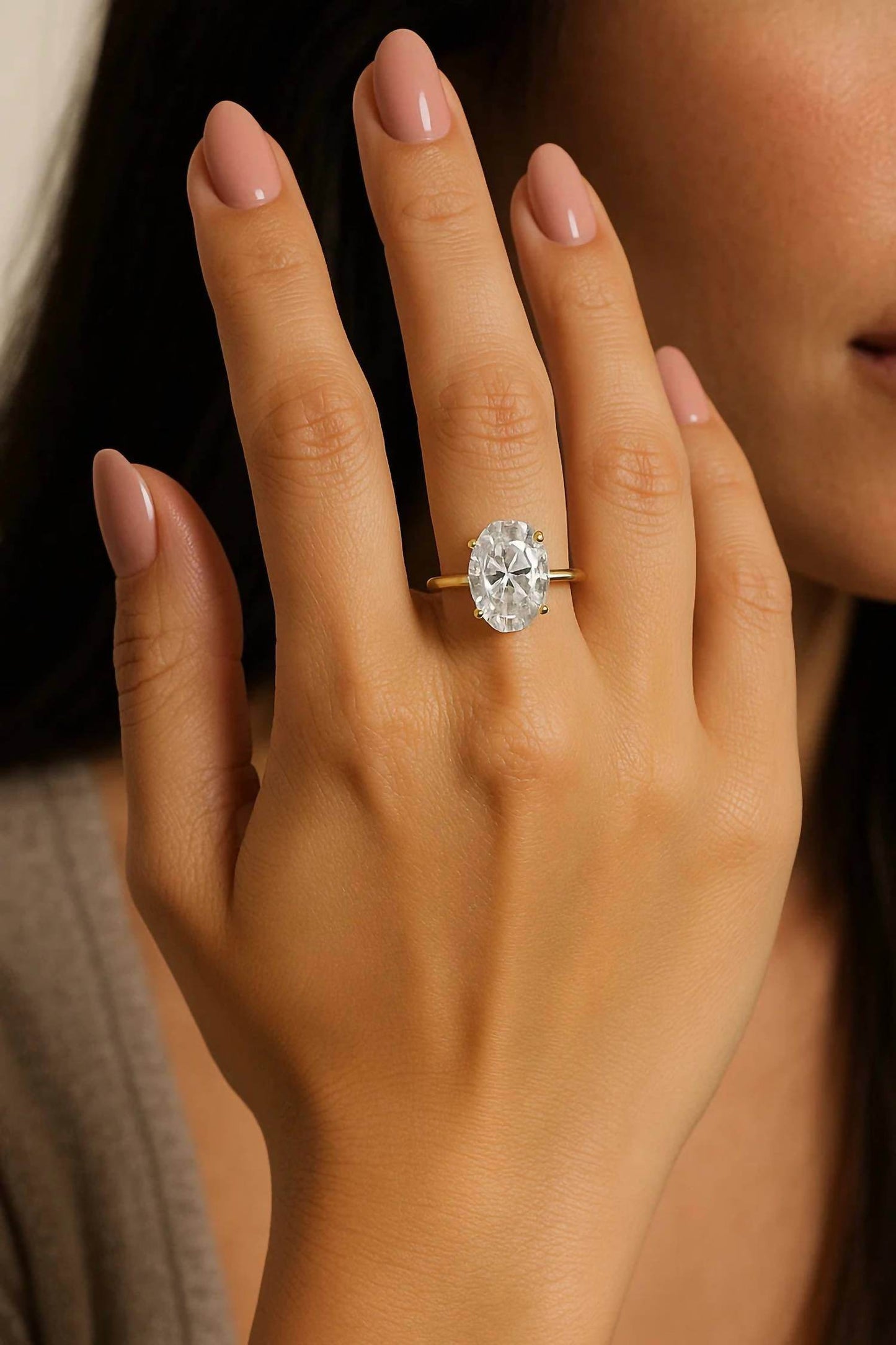 Allyanna Gifts - Women's Solitaire Oval Moissanite Ring - Rack Hunt -