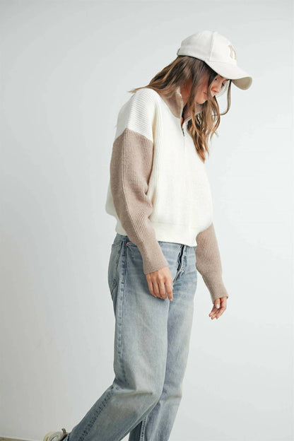 Color Block Half Zip Jacket