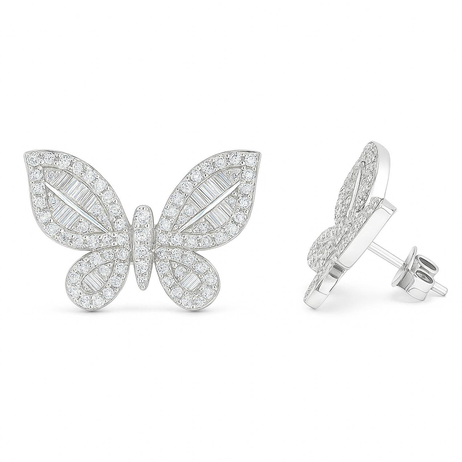 Allyanna Gifts - Women's Cubic Zirconia Butterfly Stud Earrings - Rack Hunt