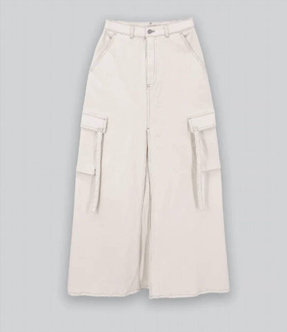 Women's Cotton Washed Denim Cargo Skirt