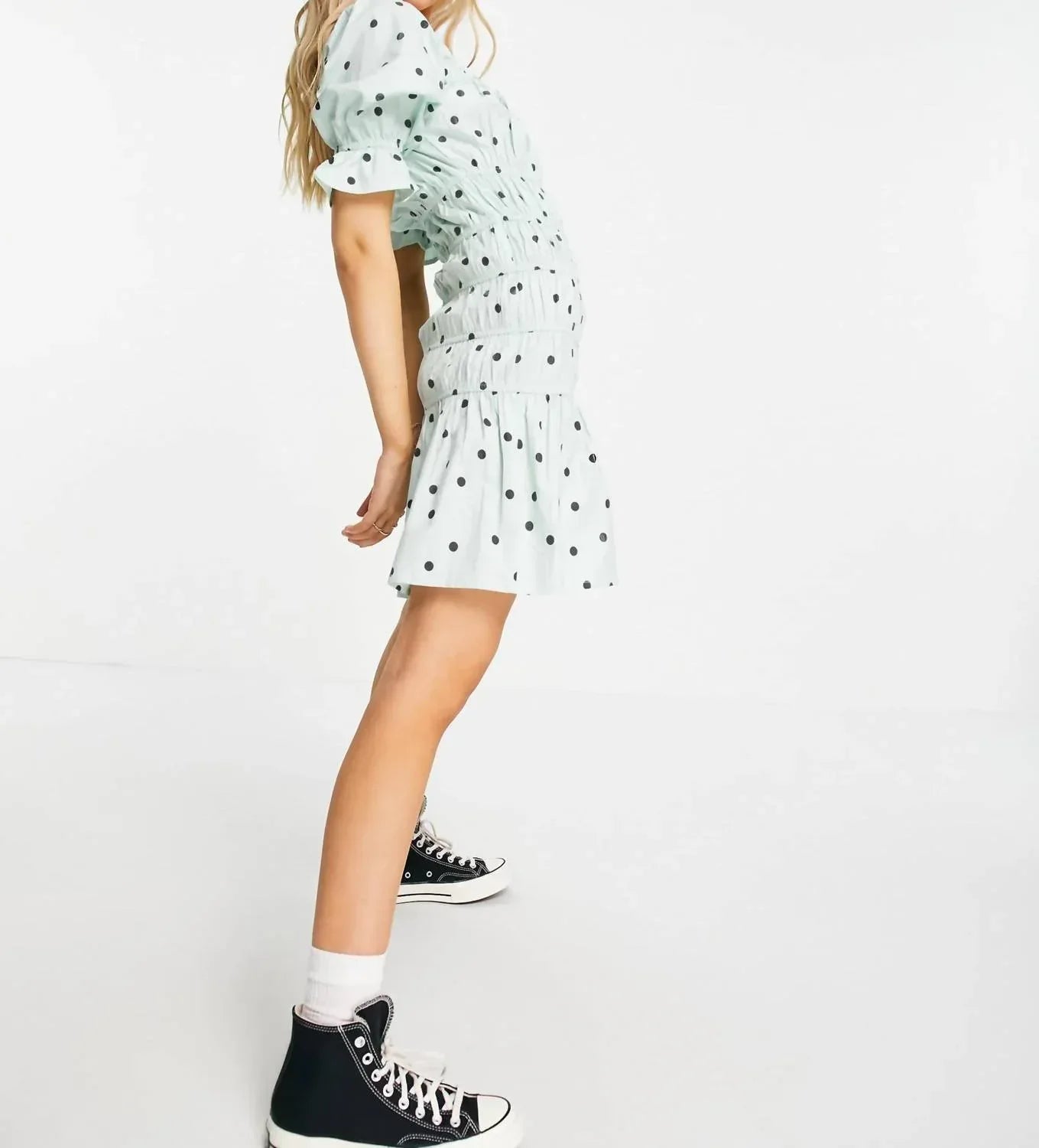 INFLUENCE - Cotton Poplin Polka Dot Mini Tea Party Dress - Rack Hunt