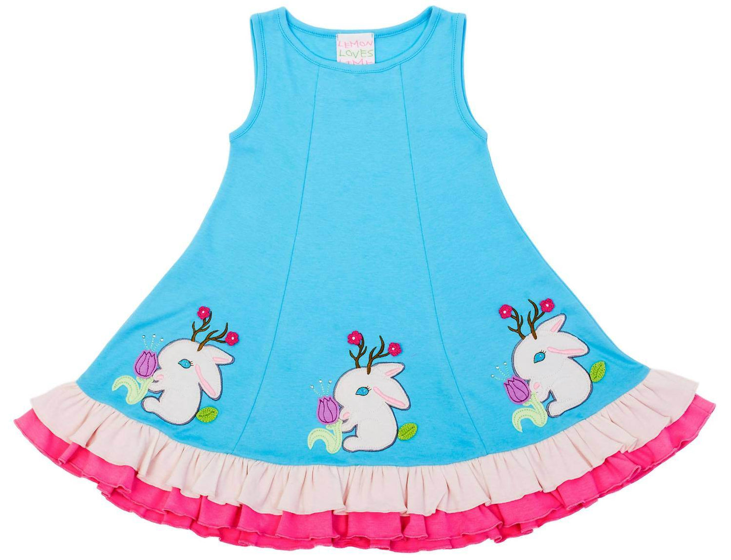 Lemon Loves Lime - Girl's Bunny Embroidery Dress - Rack Hunt