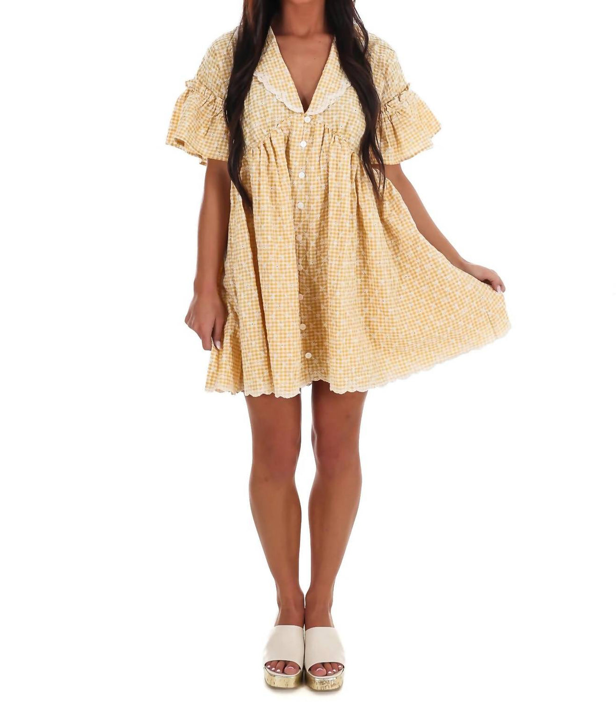 Sunny Days Gingham Babydoll Dress