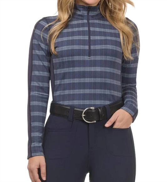 Stretch Plaid Quarter Zip Mid-layer Top
